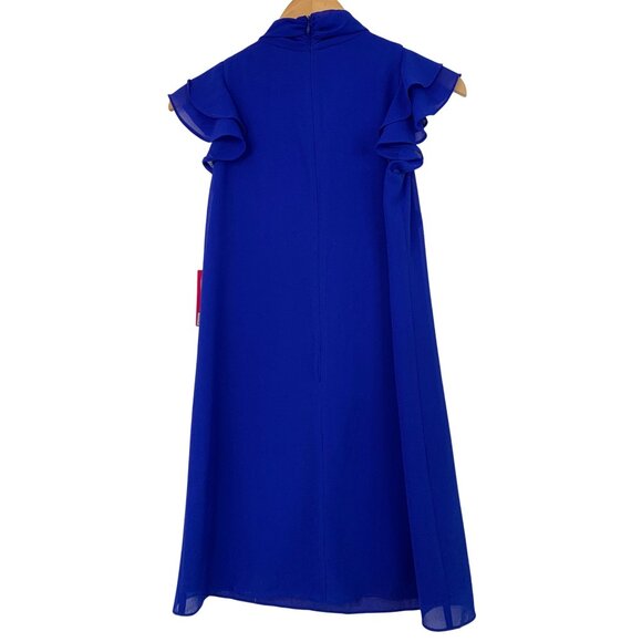 Vince Camuto 2P Tie Neck Flutter Sleeve Blue Mini Dress $138 8744 Chiffon - Picture 8 of 12